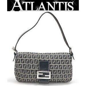 FENDI Mamma Bucket Zucchino Shoulder Bag Navy Blue Canvas